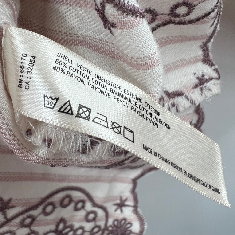 Anthropologie NWT Floreat Striped Sleep Dress Embroidered Long Sleeve size XS - Picture 9 of 10